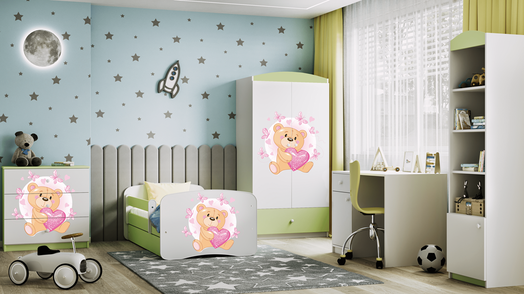 Chest of drawers babydreams green teddybear butterflies
