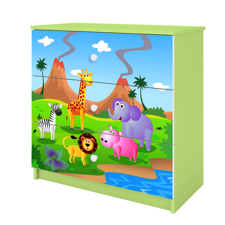 Cassettiera per bambini babydreams green safari