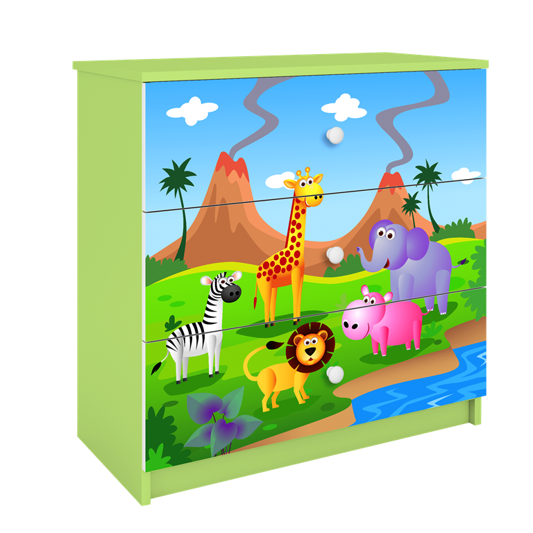 Cassettiera per bambini babydreams green safari