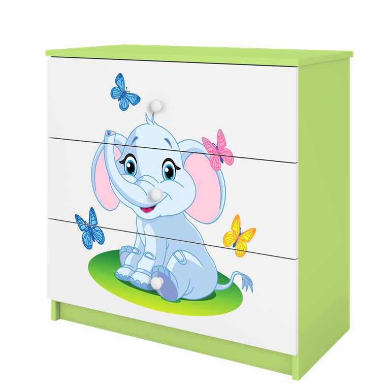 Chest of drawers babydreams green baby elephant