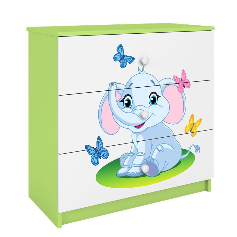 Chest of drawers babydreams green baby elephant