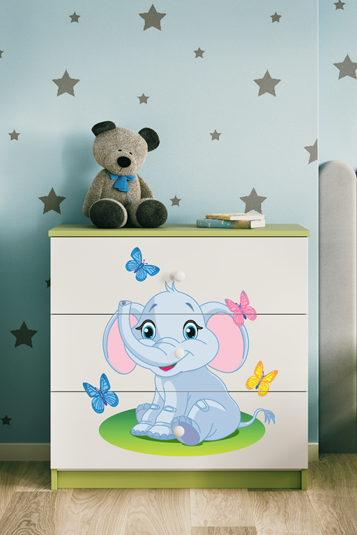 Chest of drawers babydreams green baby elephant