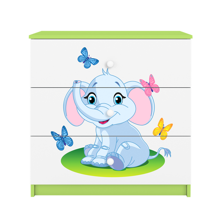 Chest of drawers babydreams green baby elephant