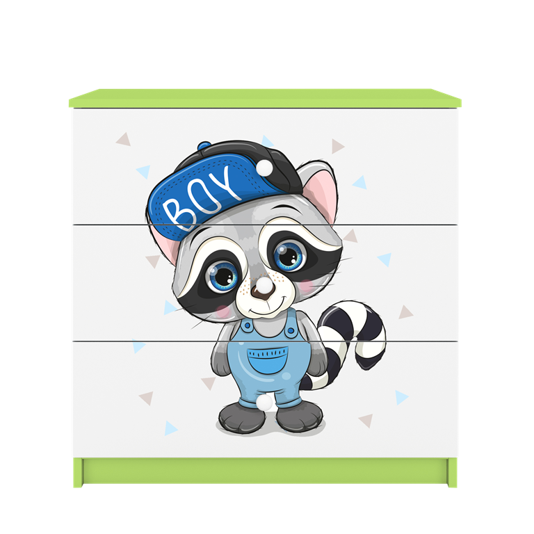 Chest of drawers babydreams green raccoon