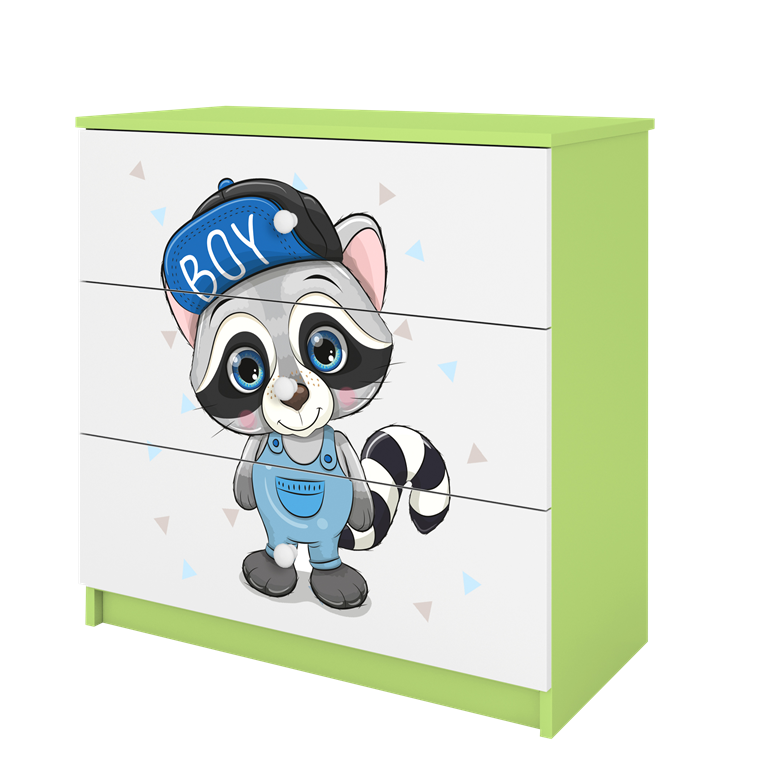 Chest of drawers babydreams green raccoon