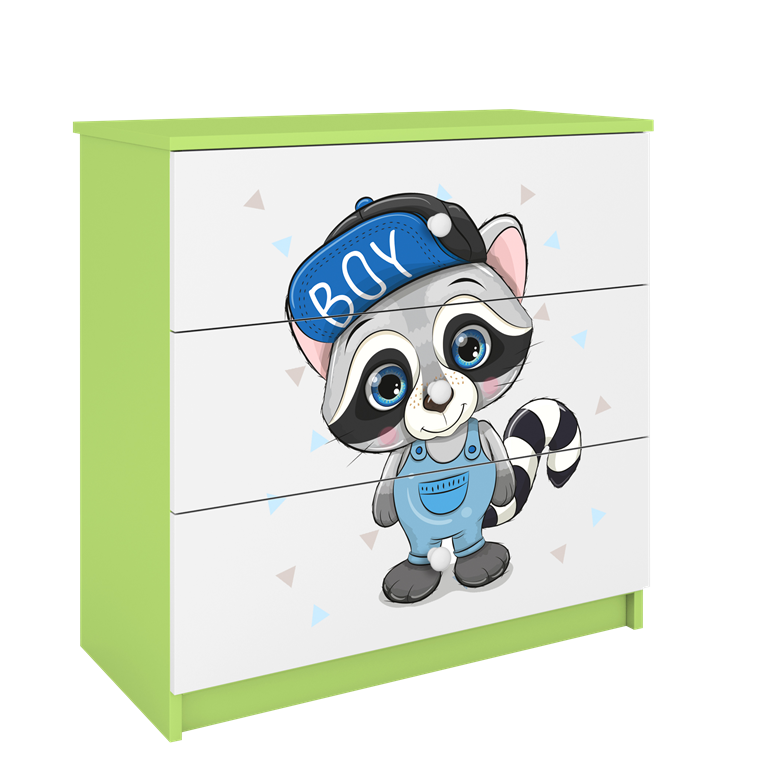 Chest of drawers babydreams green raccoon