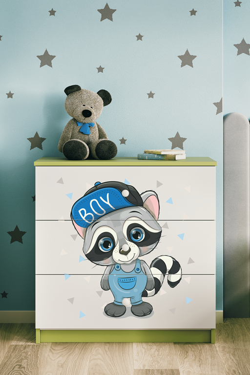 Chest of drawers babydreams green raccoon