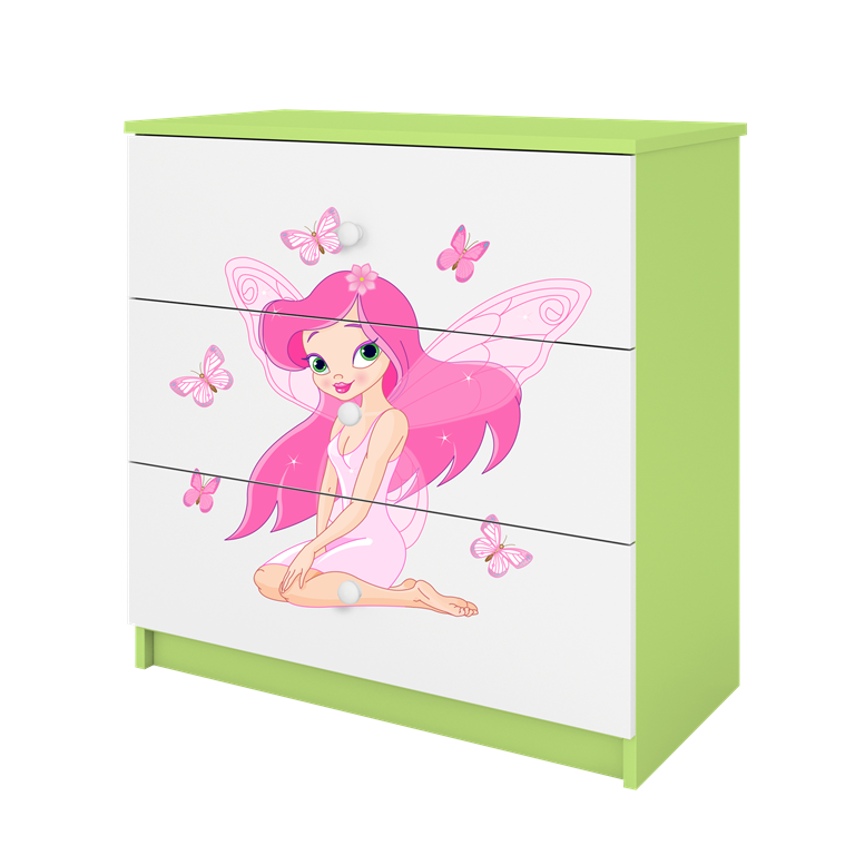 Chest of drawers babydreams green fairy with butterflies