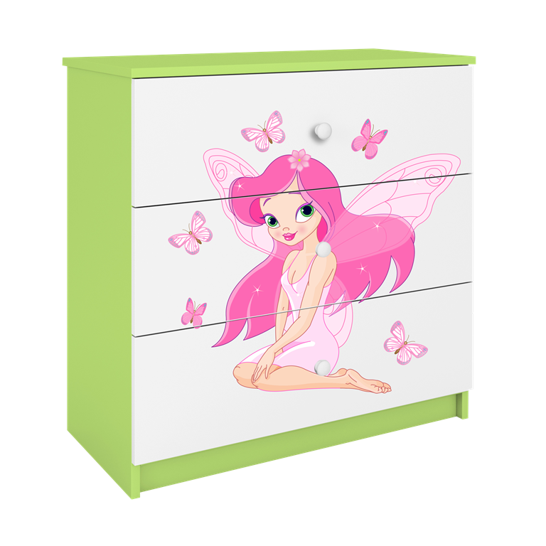 Chest of drawers babydreams green fairy with butterflies