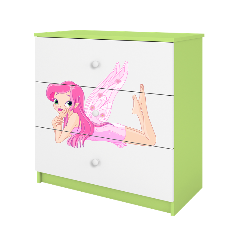 Chest of drawers babydreams green fairy with wings
