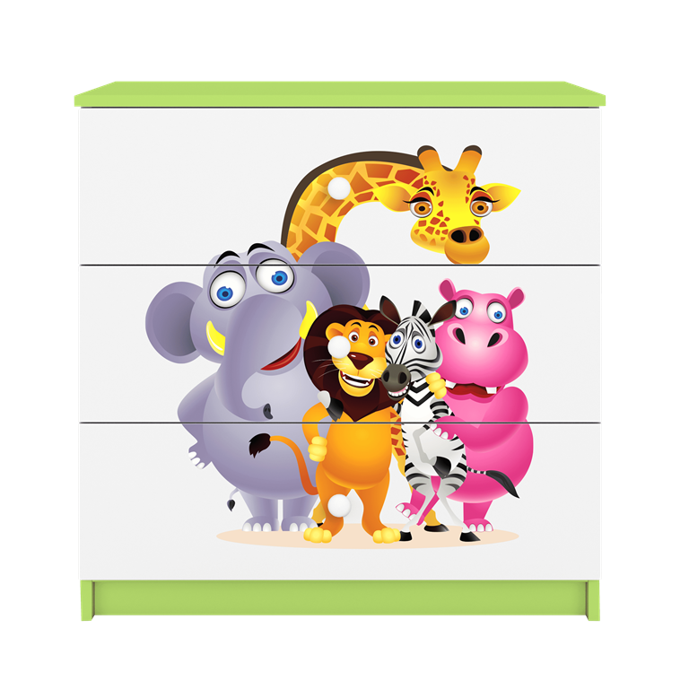 Cassettiera per bambini babydreams green zoo