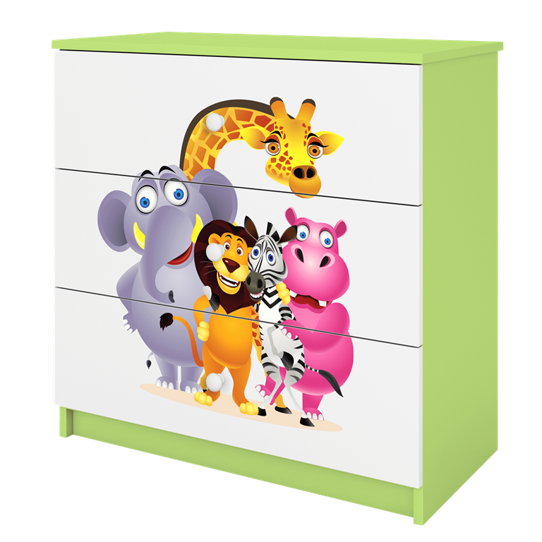 Cassettiera per bambini babydreams green zoo