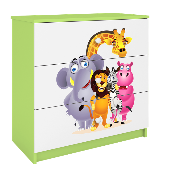 Cassettiera per bambini babydreams green zoo