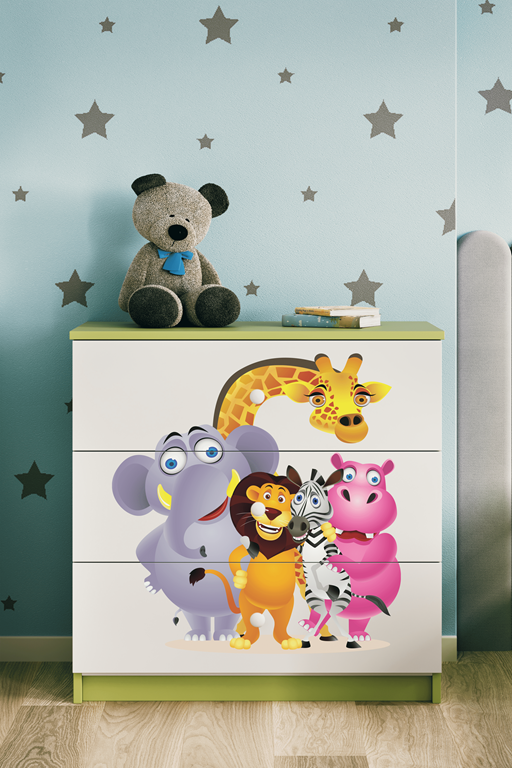 Cassettiera per bambini babydreams green zoo