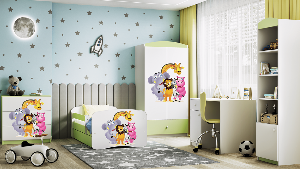 Cassettiera per bambini babydreams green zoo