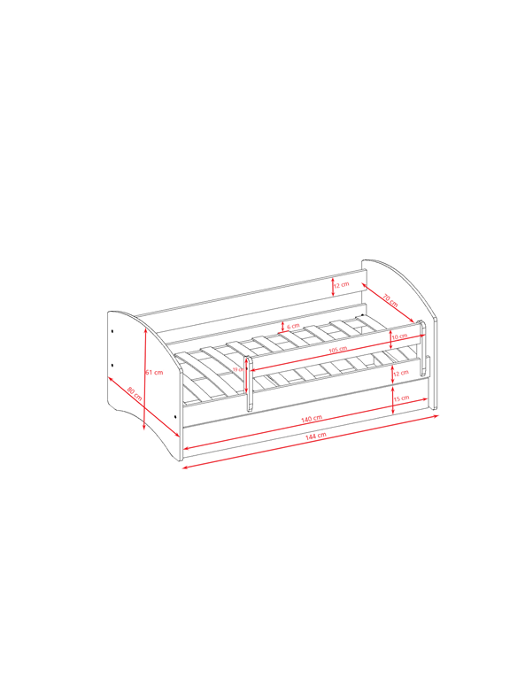 Bed babydreams white frozen land with drawer with mattress 140/70