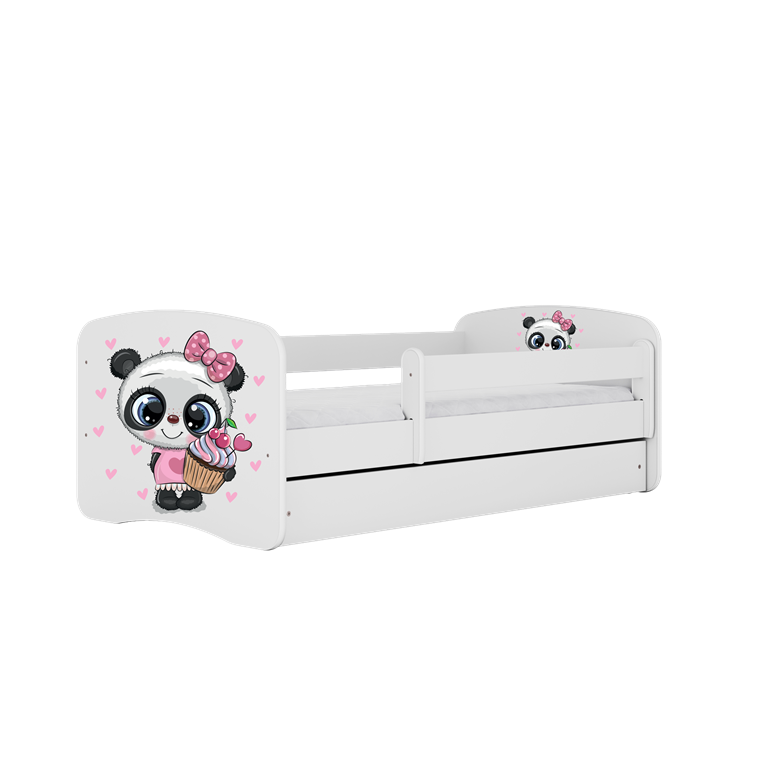 Letto per bambini babydreams white panda con cassettone e materasso omaggio 160/80