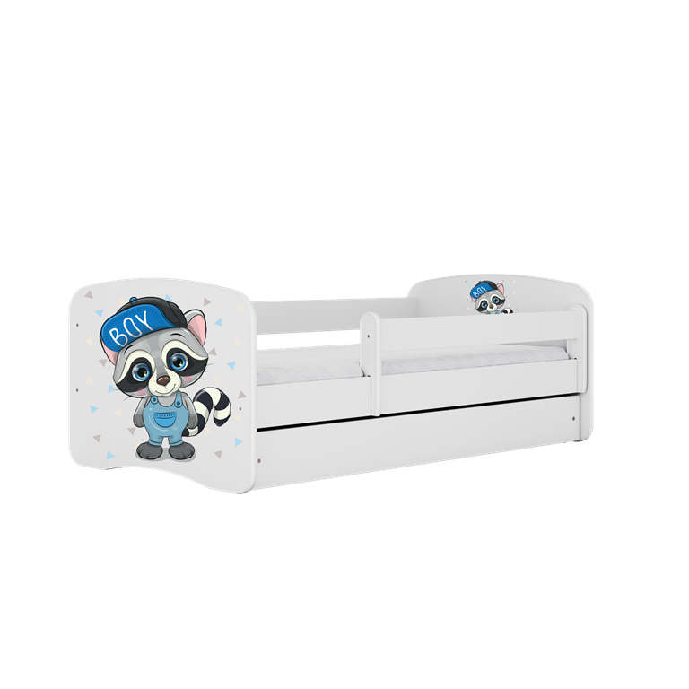 Letto per bambini babydreams white raccoon con cassettone e materasso omaggio 160/80