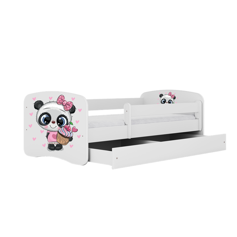 Letto per bambini babydreams white panda con cassettone e materasso omaggio 180/80