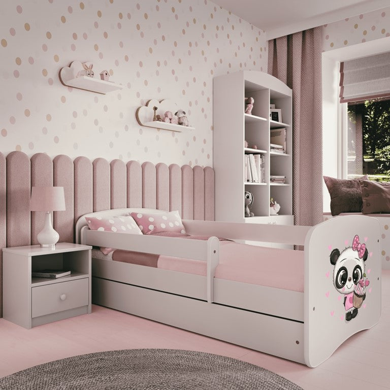 Letto per bambini babydreams white panda con cassettone e materasso omaggio 180/80
