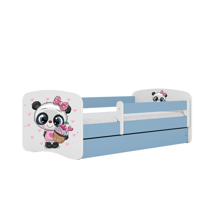Letto per bambini babydreams blue panda con cassettone e materasso omaggio 140/70