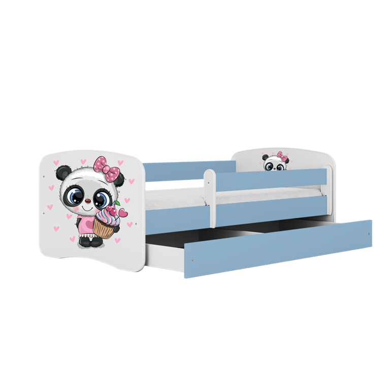 Letto per bambini babydreams blue panda con cassettone e materasso omaggio 140/70