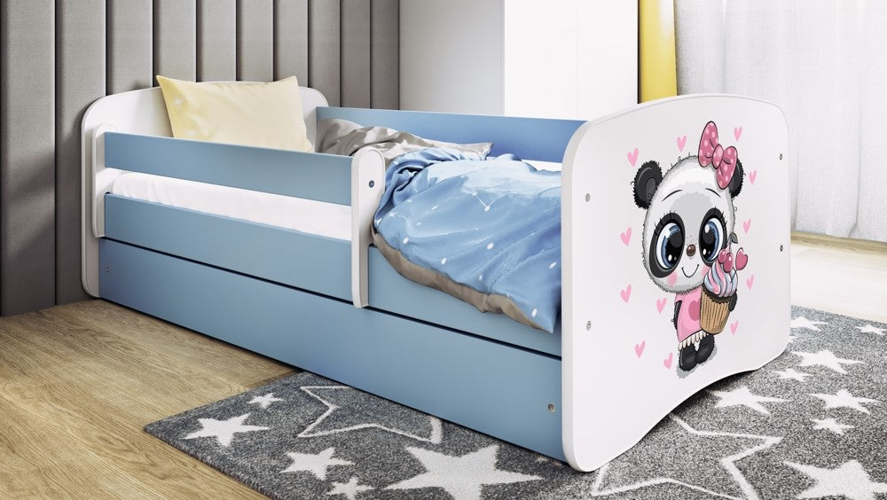 Letto per bambini babydreams blue panda con cassettone e materasso omaggio 140/70
