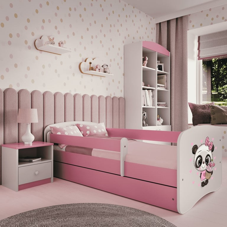 Letto per bambini babydreams pink panda con cassettone e materasso omaggio 140/70