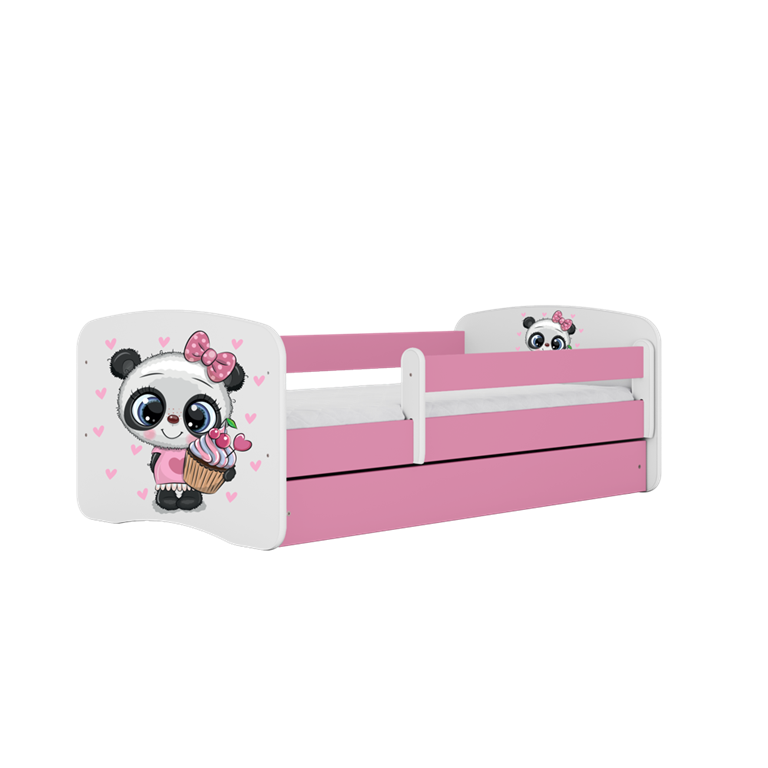 Letto per bambini babydreams pink panda con cassettone e materasso omaggio 140/70