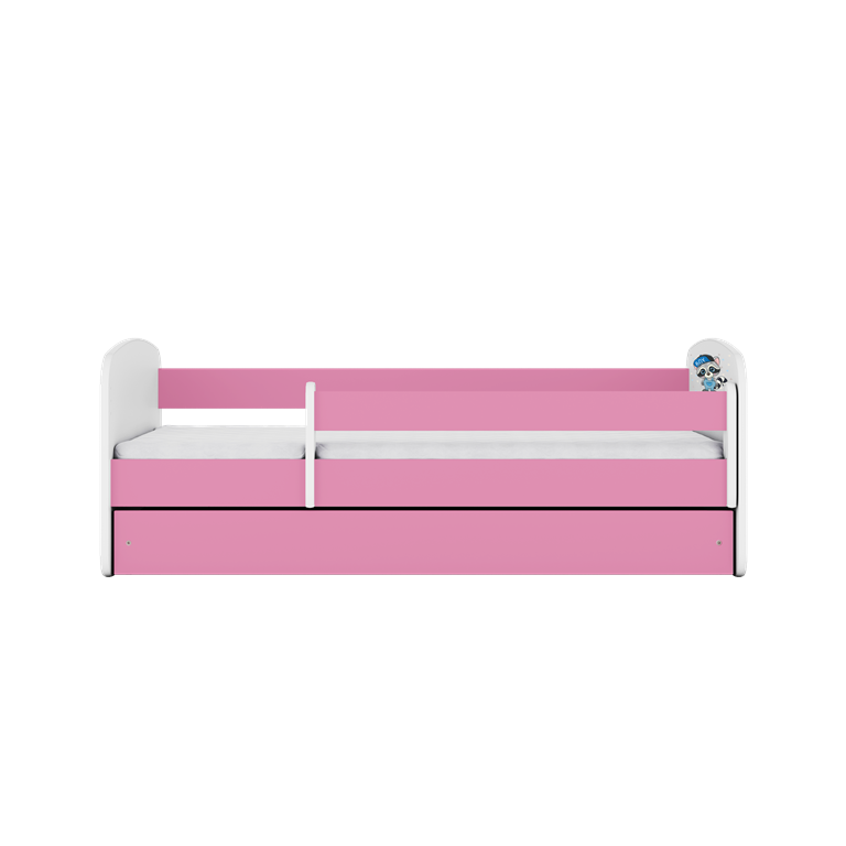 Letto per bambini babydreams pink raccoon con cassettone e materasso omaggio 160/80