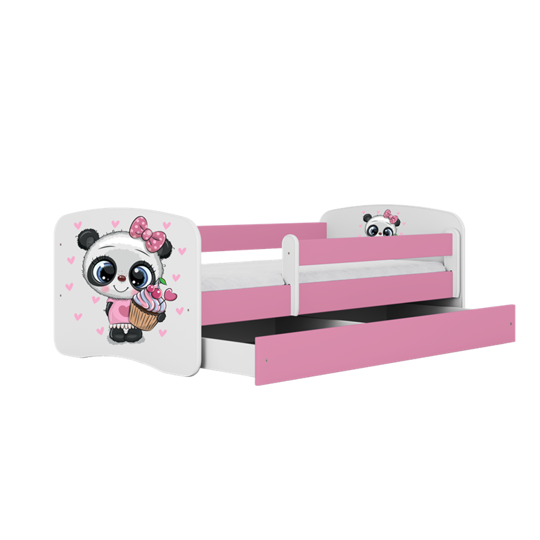 Letto per bambini babydreams pink panda con cassettone e materasso omaggio 180/80