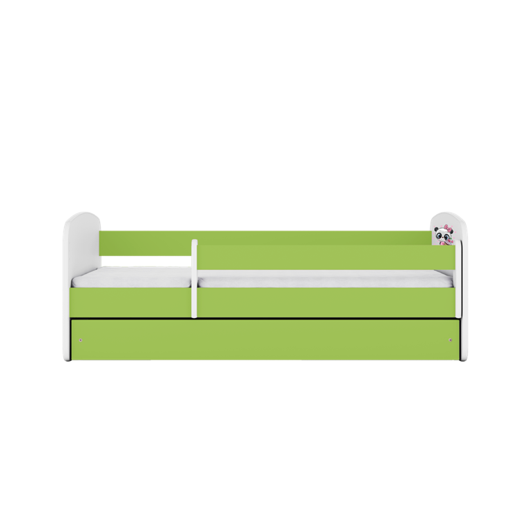 Letto per bambini babydreams green panda con cassettone e materasso omaggio 140/70