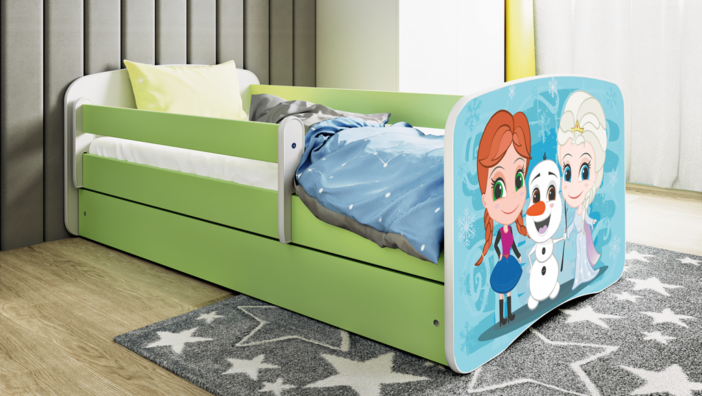 Bed babydreams green frozen land with drawer with mattress 160/80