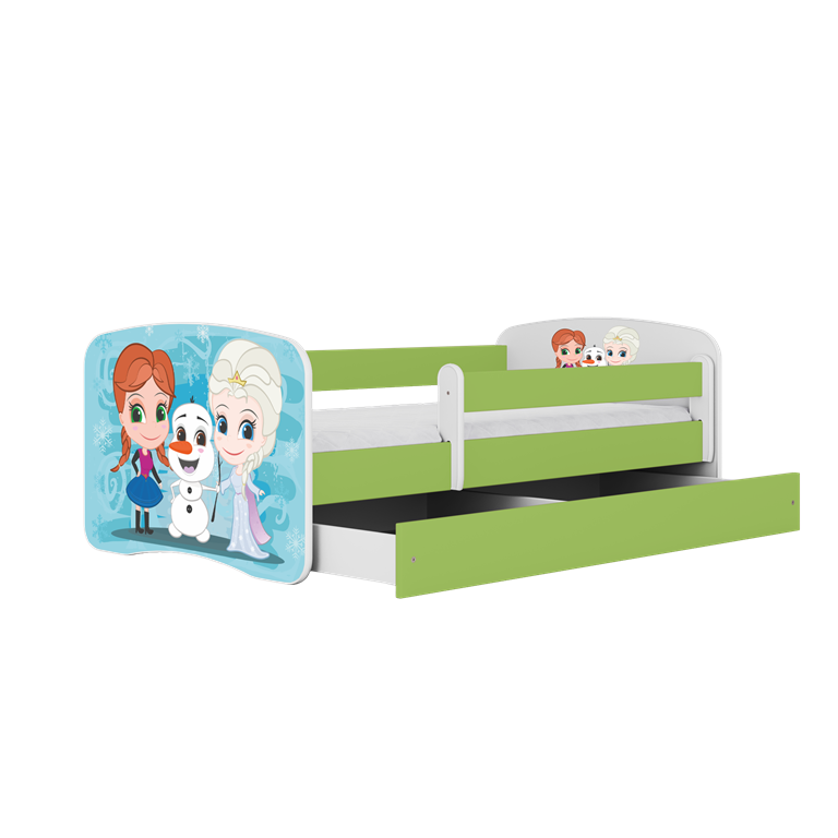Bed babydreams green frozen land with drawer with mattress 160/80