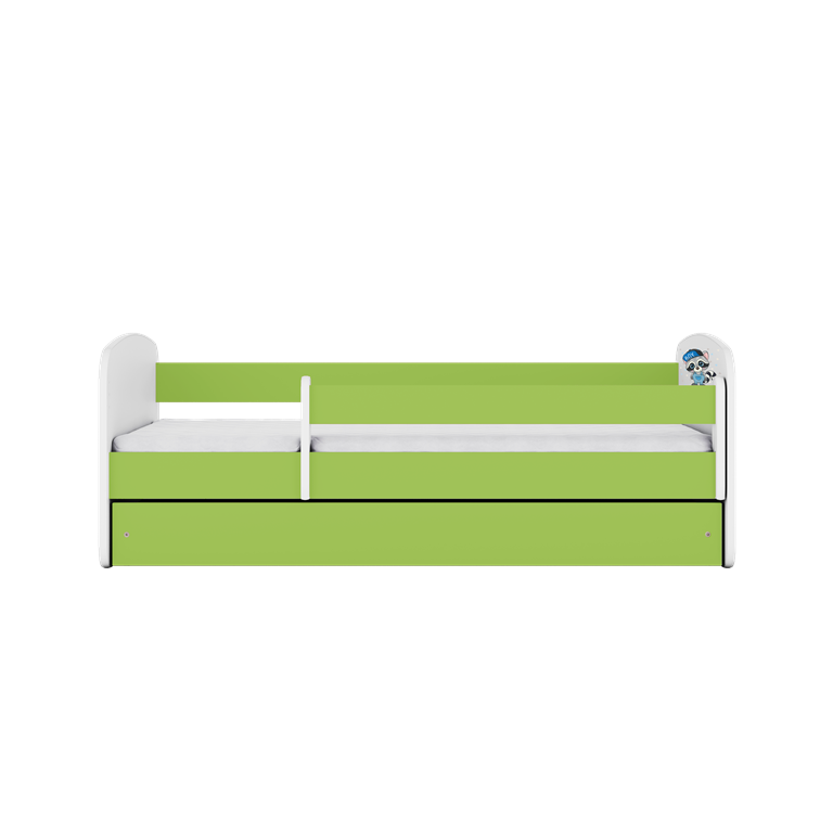 Letto per bambini babydreams green raccoon con cassettone e materasso omaggio 160/80