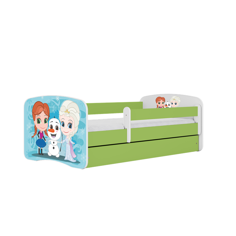 Bed babydreams green frozen land with drawer with mattress 180/80