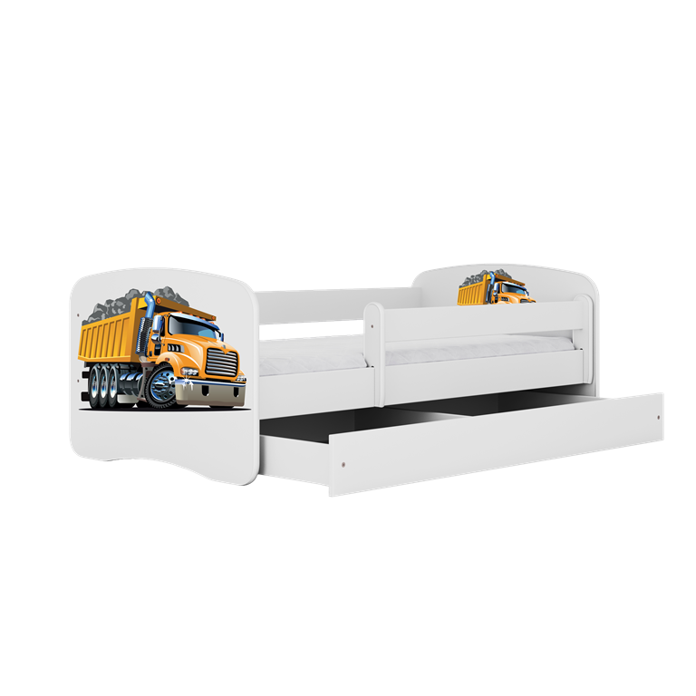 Letto per bambini babydreams white truck con cassettone e materasso omaggio 140/70
