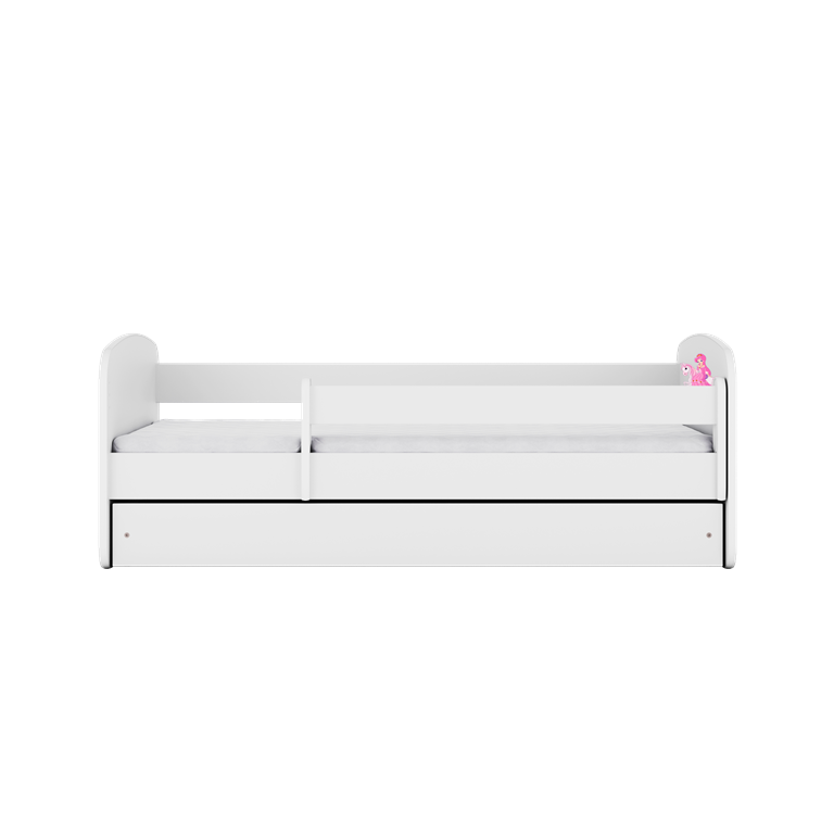 Bed babydreams white princess on horse with drawer with mattress 140/70