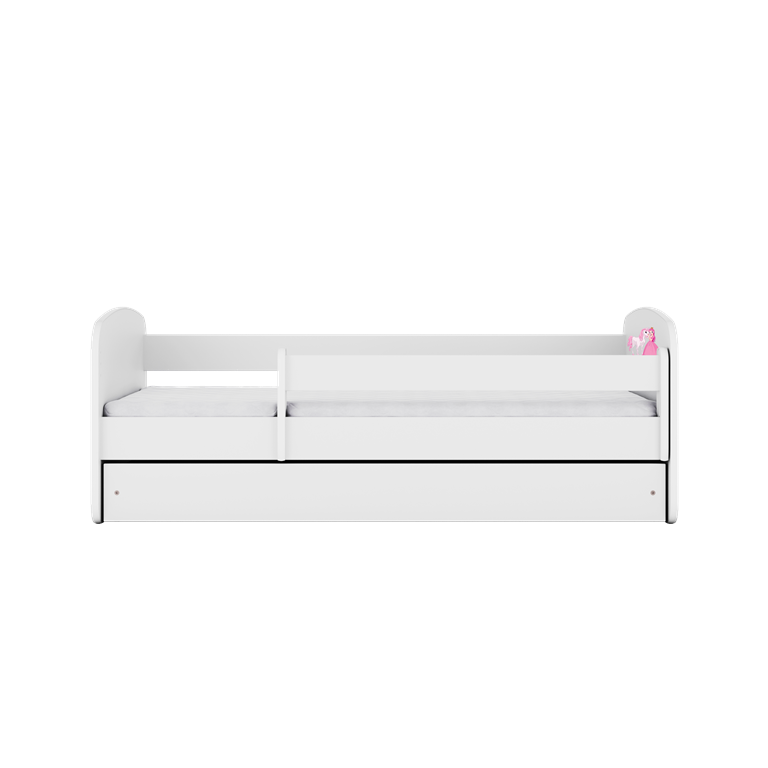 Letto per bambini babydreams white princess horse con cassettone e materasso omaggio 140/70