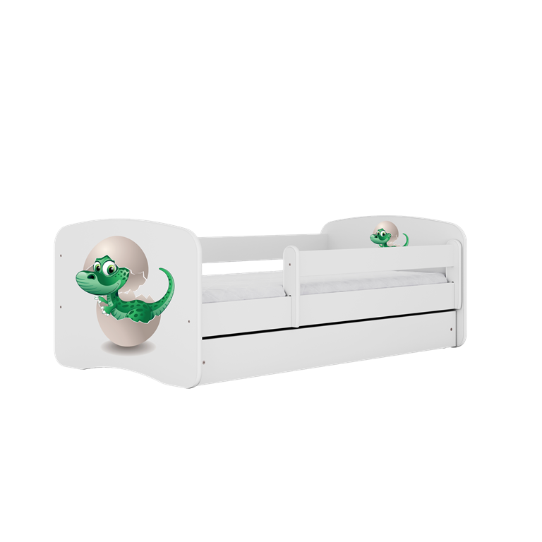 Letto per bambini babydreams white baby dino con cassettone e materasso omaggio 140/70