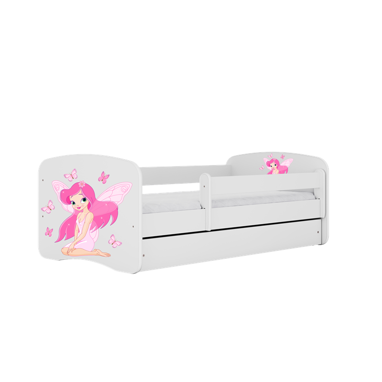 Bed babydreams white fairy with butterflies with drawer with mattress 140/70