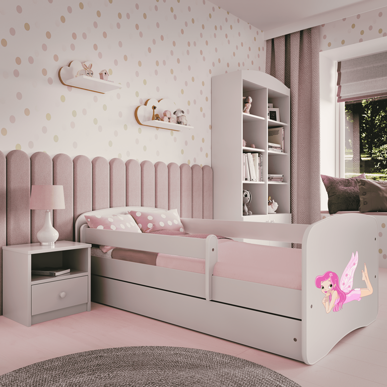 Bed babydreams white fairy with wings with drawer with mattress 140/70