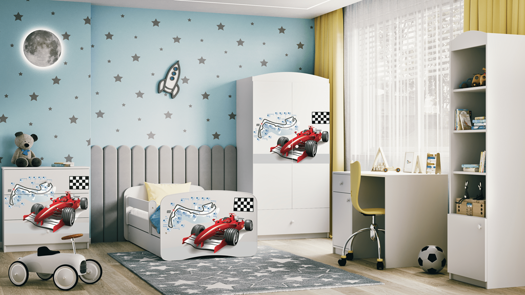Letto per bambini babydreams white formula con cassettone e materasso omaggio 160/80