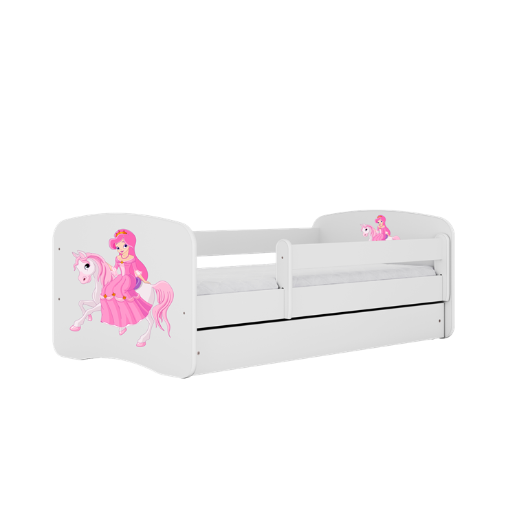 Bed babydreams white princess on horse with drawer with mattress 160/80