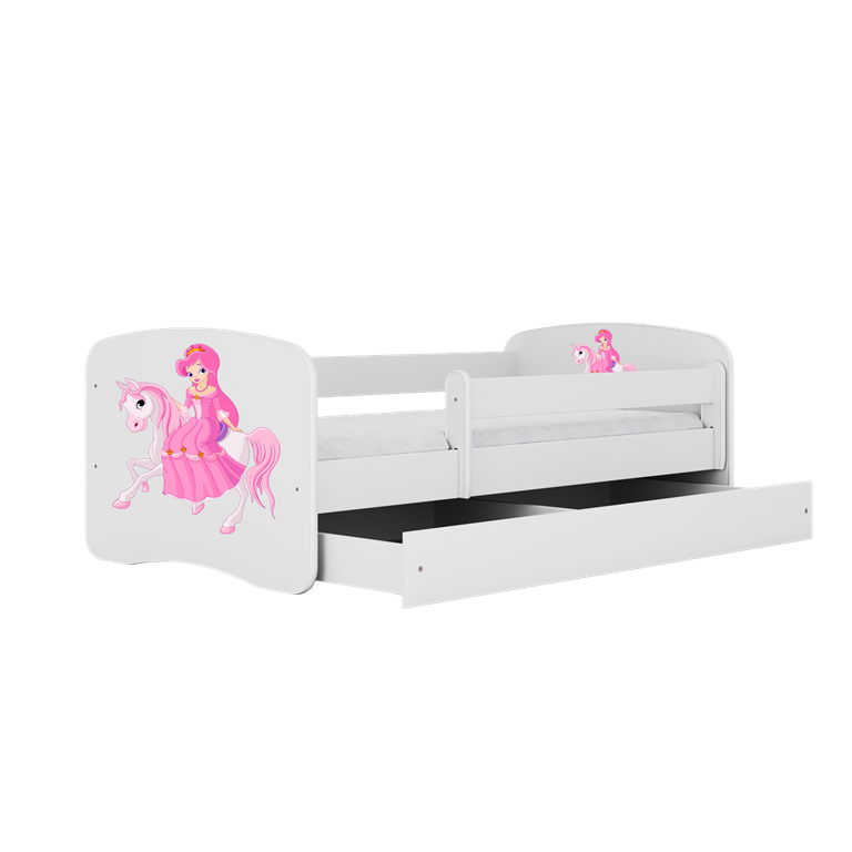 Bed babydreams white princess on horse with drawer with mattress 160/80