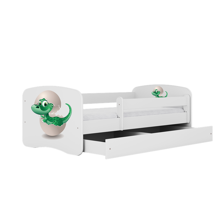 Letto per bambini babydreams white baby dino con cassettone e materasso omaggio 160/80