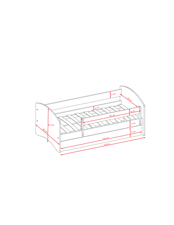 Letto per bambini babydreams white safari con cassettone e materasso omaggio 160/80
