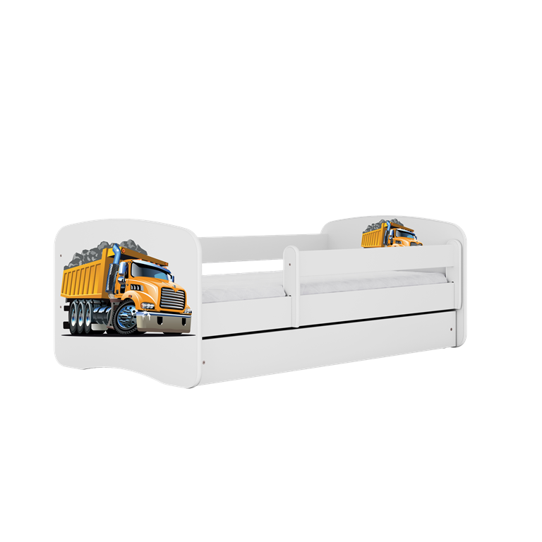 Letto per bambini babydreams white truck con cassettone e materasso omaggio 180/80