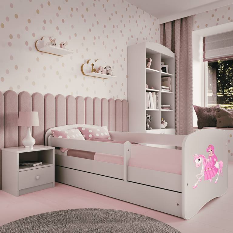 Bed babydreams white princess on horse with drawer with mattress 180/80