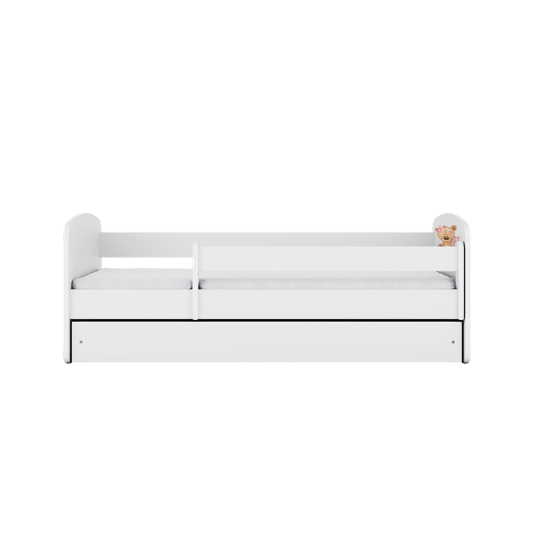 Letto per bambini babydreams white teddybear flowers con cassettone e materasso omaggio 180/80